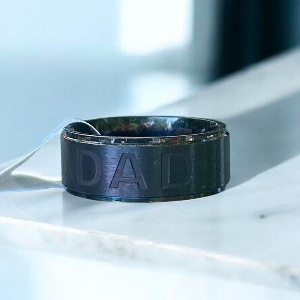 Black Stainless Steel DAD Ring Size 8